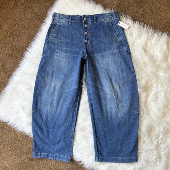 Pilcro Anthropologie NWT The Arin Mid-Rise Button-Front Barrel Pant Jeans 30 - Picture 4 of 10